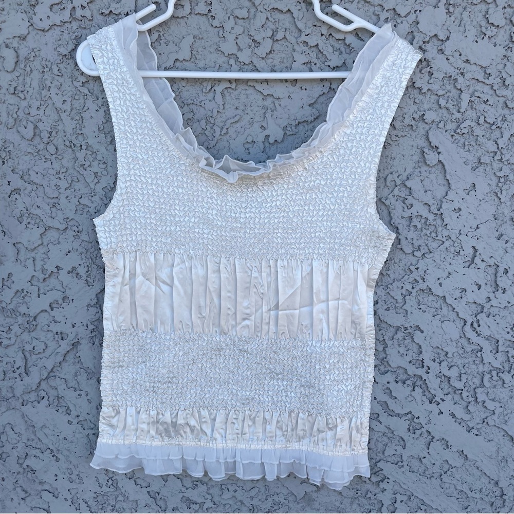 Vintage White crinkle tank top
